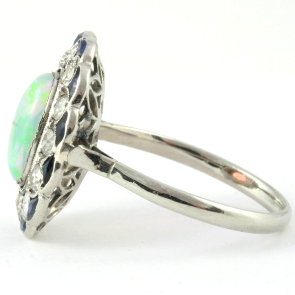 Estate opal engagement ring diamond sapphire platinum (image 10 of 21)